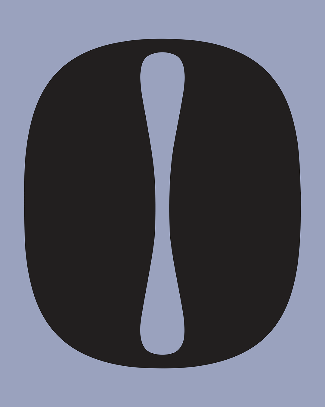 An abstract graphic featuring a large black number zero on a light purple background.