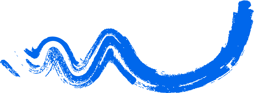 Abstract blue brushstroke design on a black background