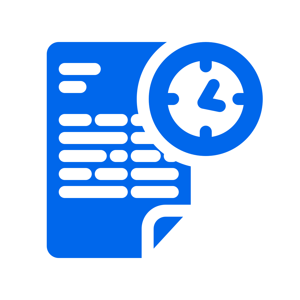 Icon of a document with text lines and a clock, representing timed or scheduled documents.