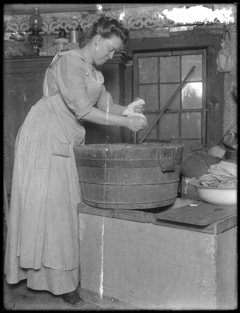 Unidentified woman doing laundry ca. 1910