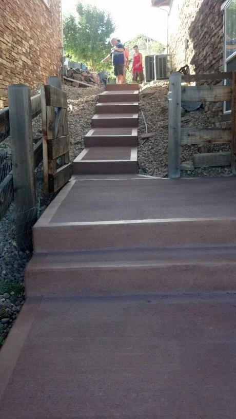 Colored concrete steps
