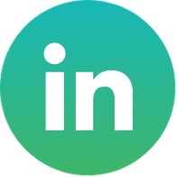 LinkedIn logo with a circular teal background and white lowercase 'in' letters