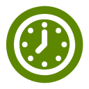 Green clock icon showing 12:00.