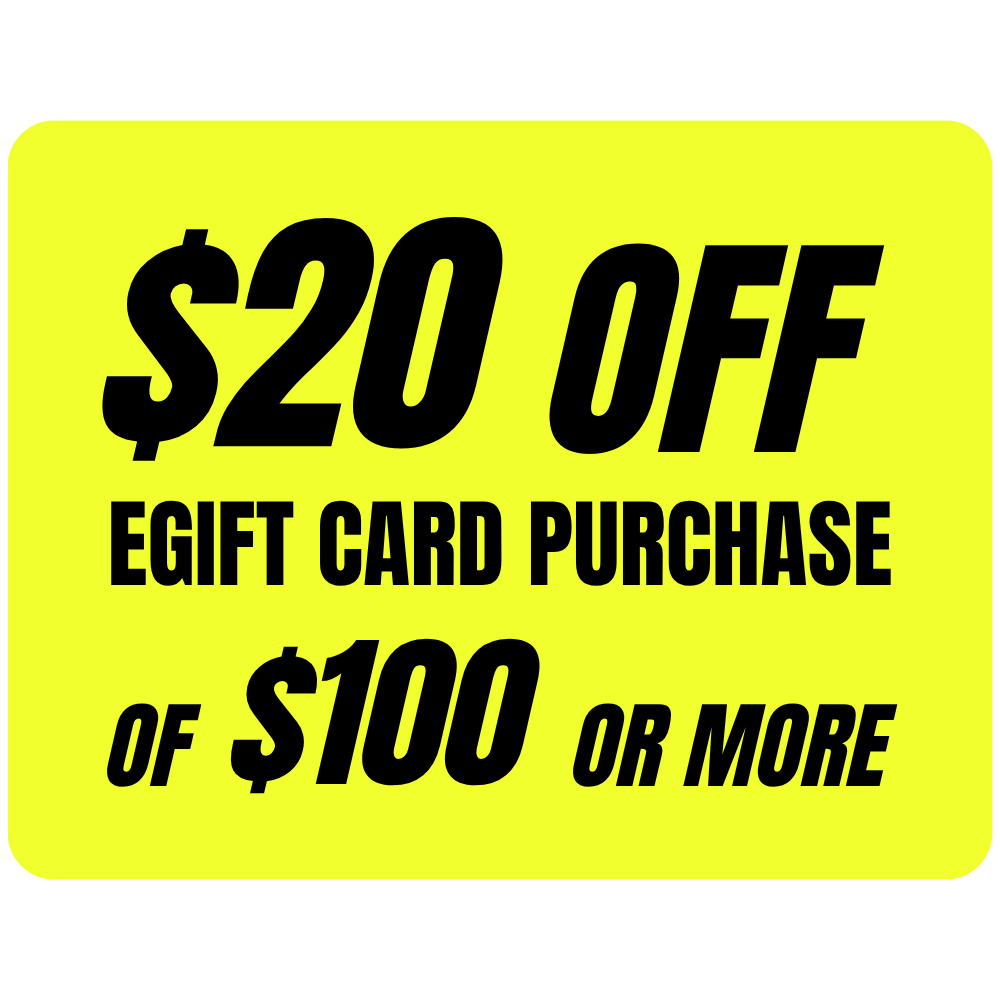 decorative graphic, $20 off $100 egift card