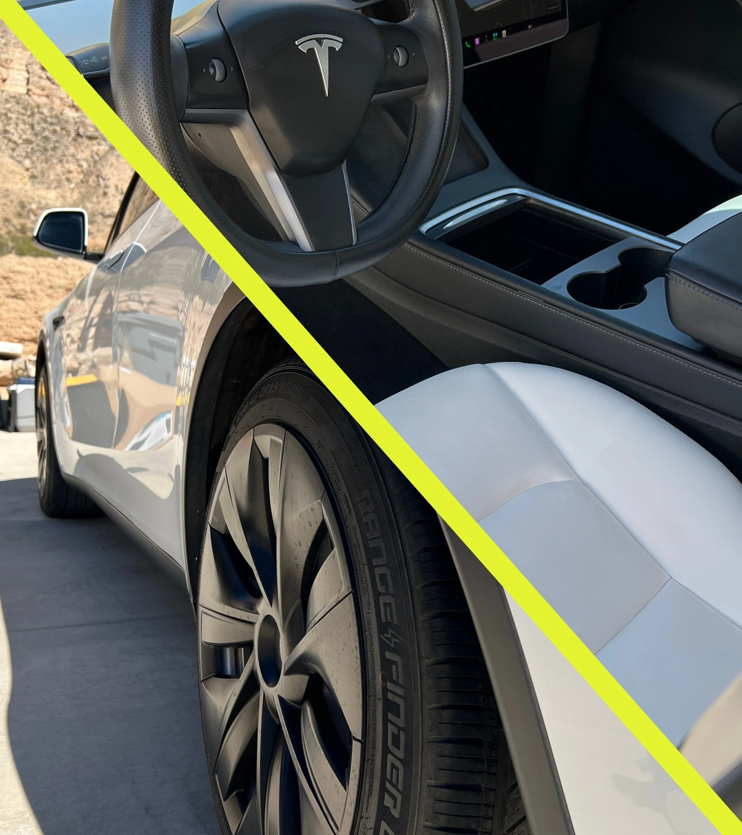 Tesla model Y after an interior and exterior detail was performed by a mobile detailing company in St. George Utah