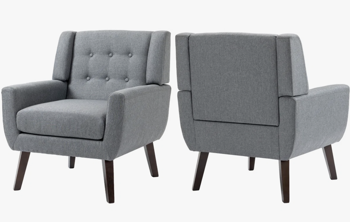 grey tufted chairs