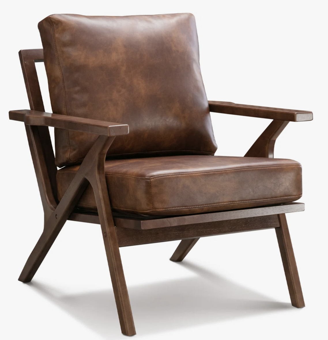 leather and wood accent chair