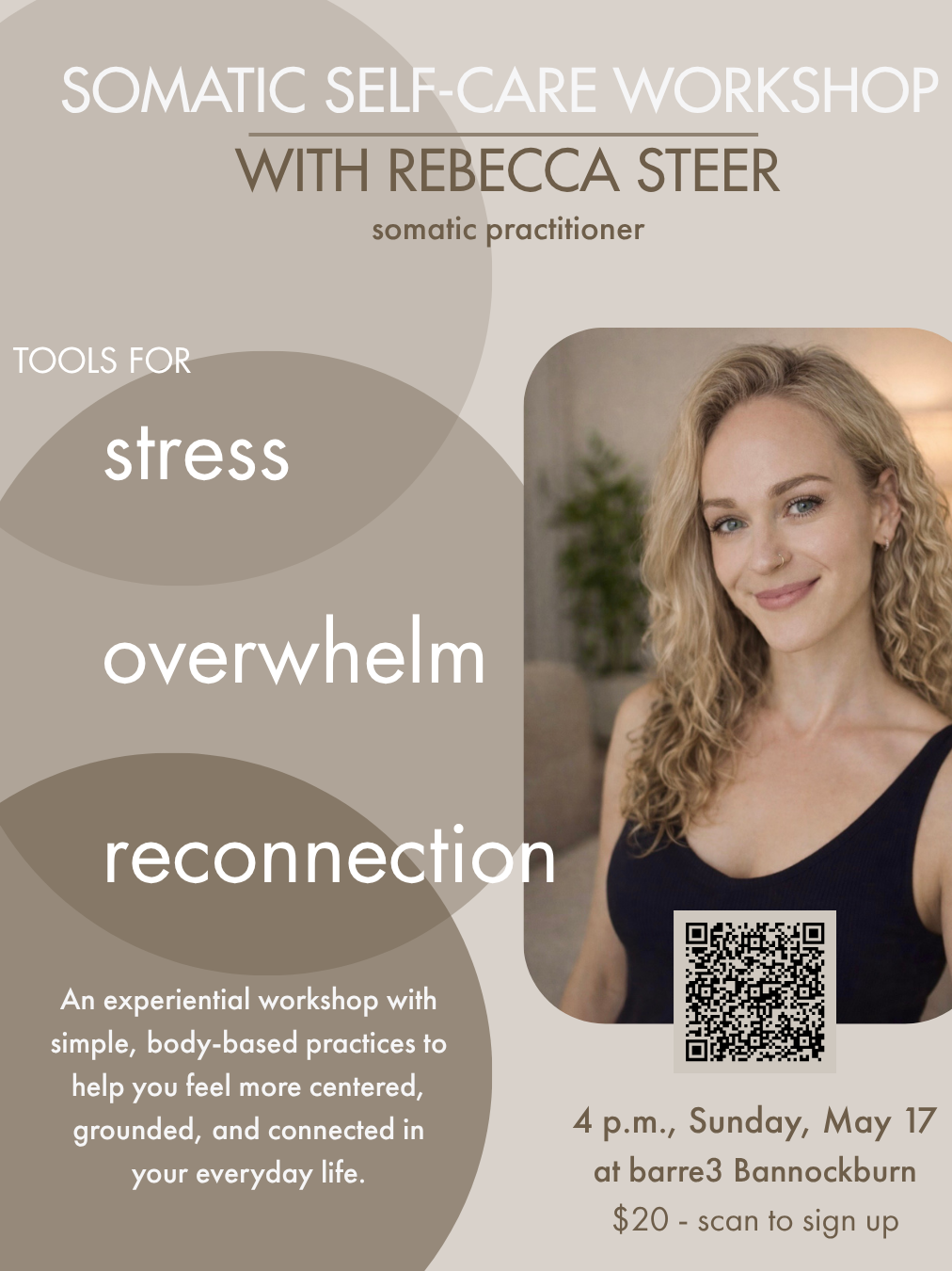 5/17/26 Somatic Self-Care Workshop at barre3 Bannockburn