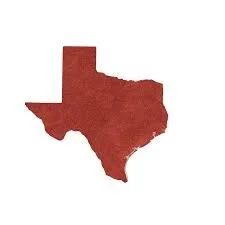 Outline of the state of Texas in a reddish-brown color