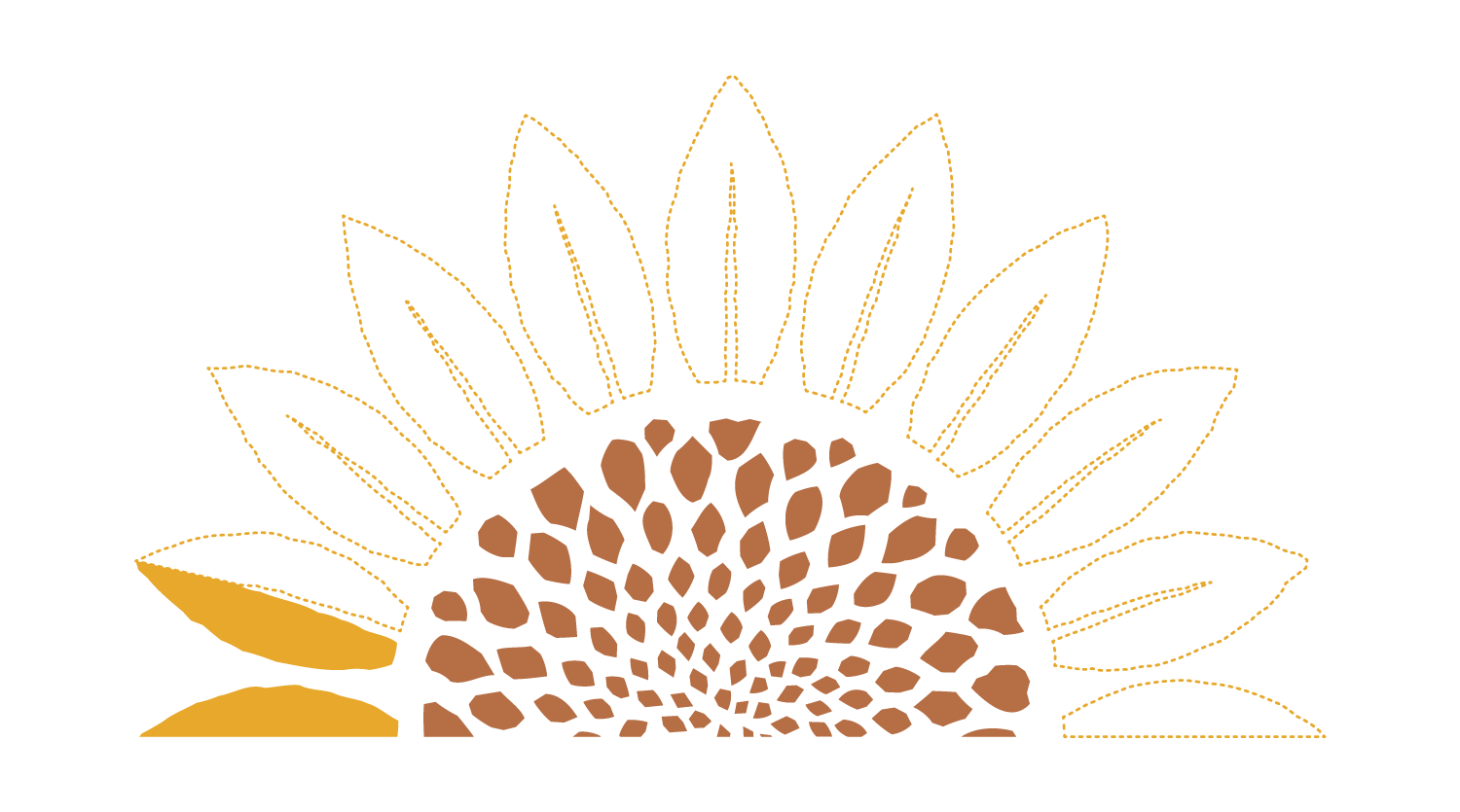 A sunflower shaped progress tracker. The flower petals act a a gauge to show progress towards the fundraising goal.