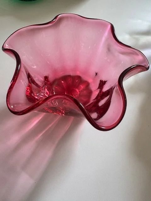 Cranberry Ruffled Candy Dish