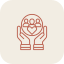 Two hands holding a heart.