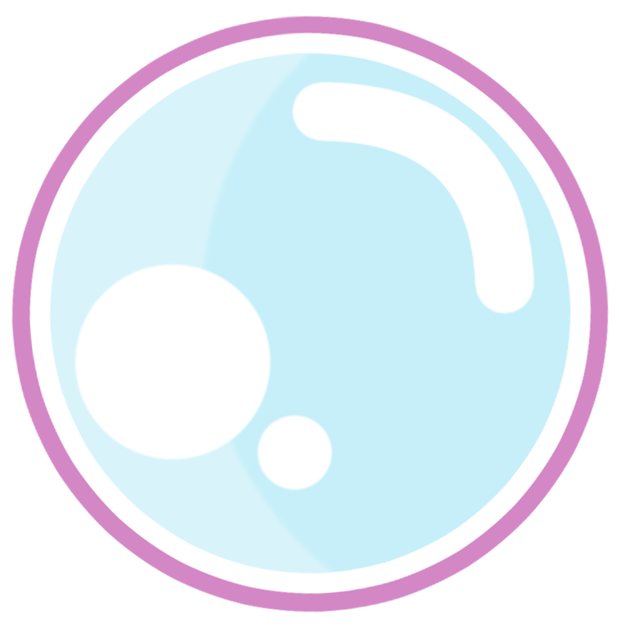 Illustration of a round, pastel-colored icon with a bubble or water droplet shape, featuring shades of blue, white, and purple.