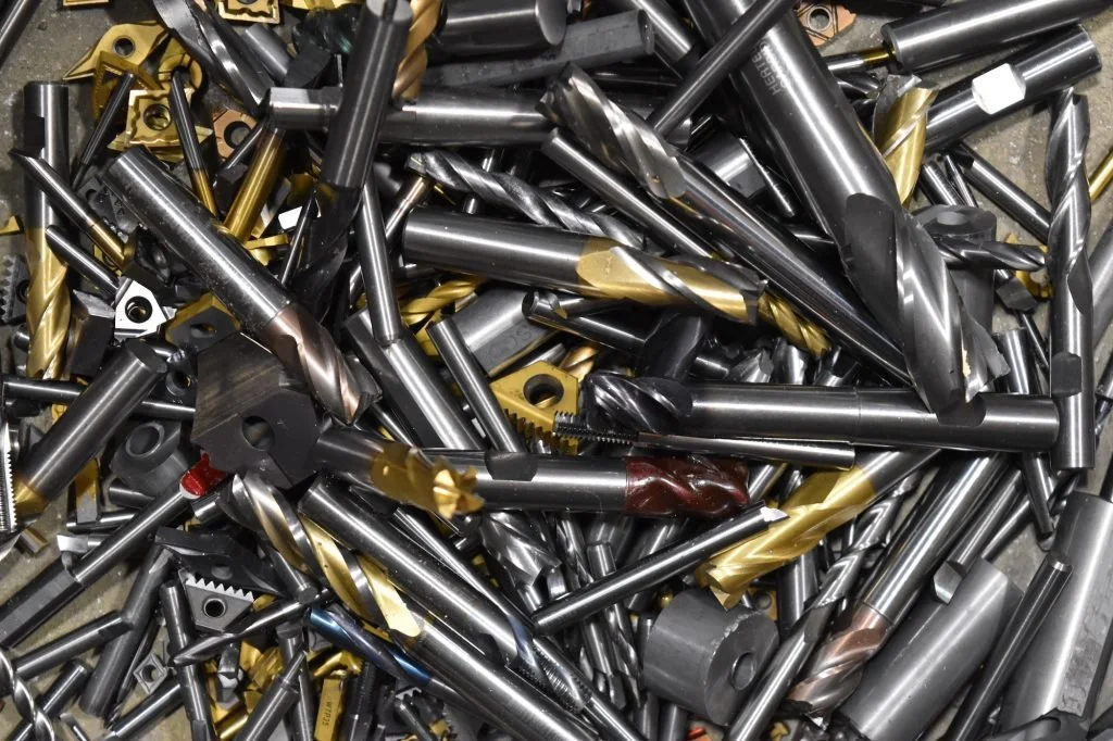 Tungsten carbide scrap collected for metal recycling