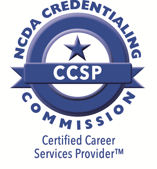 NACDA Credentialing Commission logo with a blue circle, a star in the center, and text indicating CCSP Certified Career Services Provider.