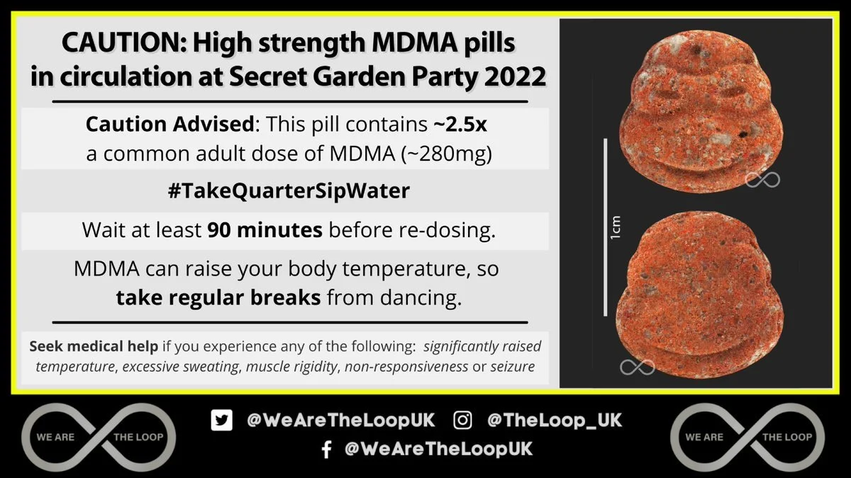 ALERT: High-strength MDMA pills in circulation at Secret Garden Party 2022