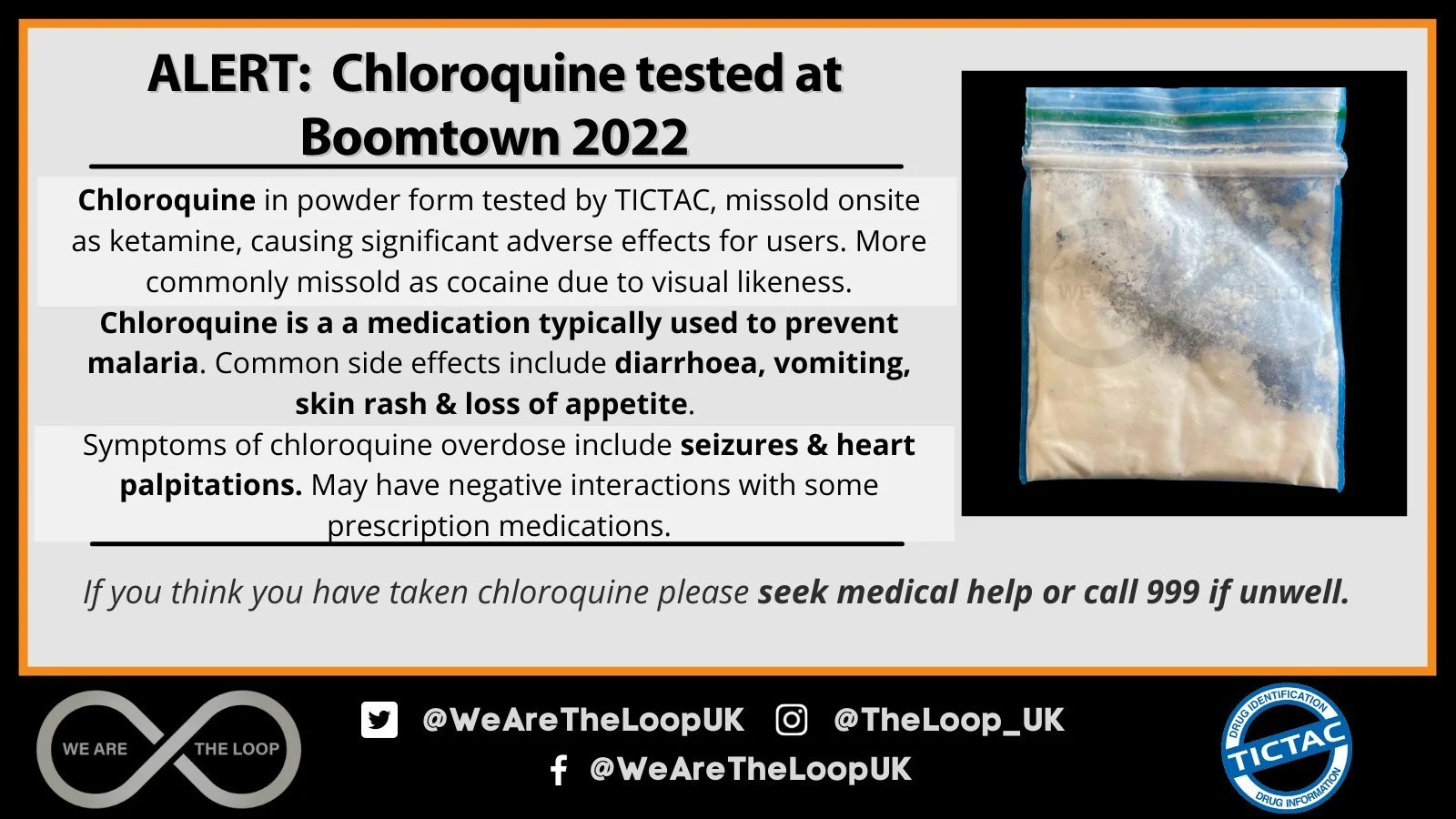 ALERT: Chloroquine tested at Boomtown 2022.