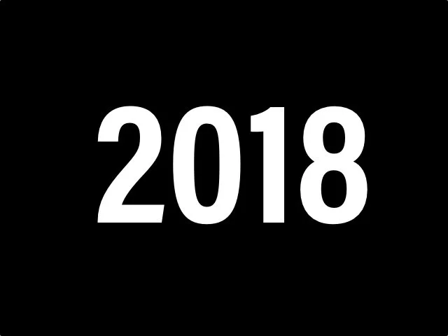 White number "2018" on a black background.
