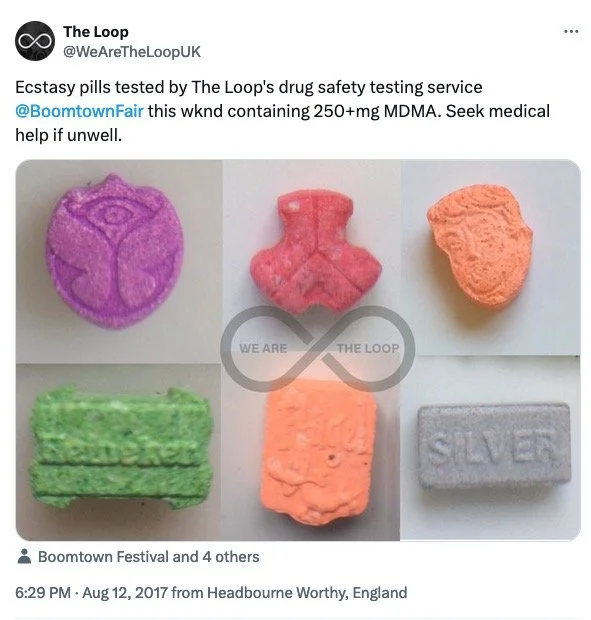 Six different colorful pills, each with unique shapes and imprints, laid out on a flat surface.