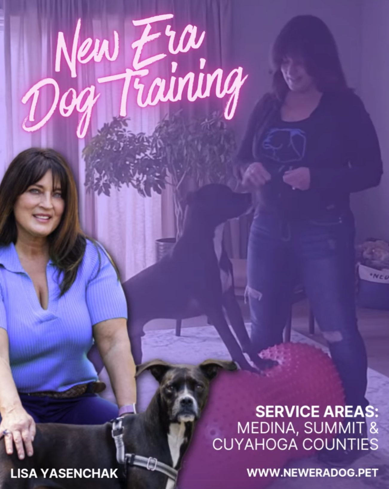 Dog trainer working with dog during training session promoting New Era Dog Training in Northeast Ohio