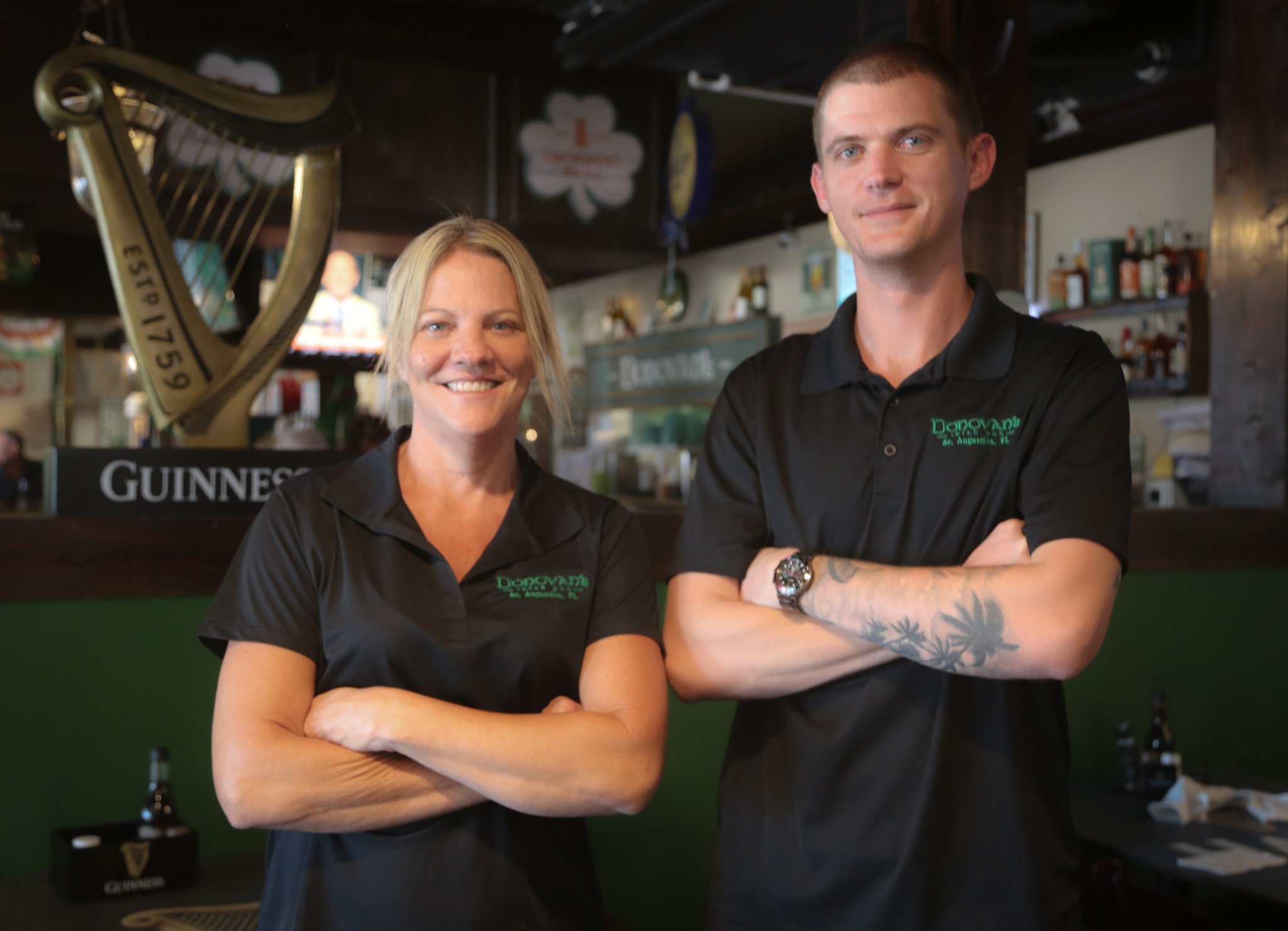 Kristin and Jareb Dougherty, owners of Donovan's Irish Pub & Restaurant in St. Augustine, Florida.