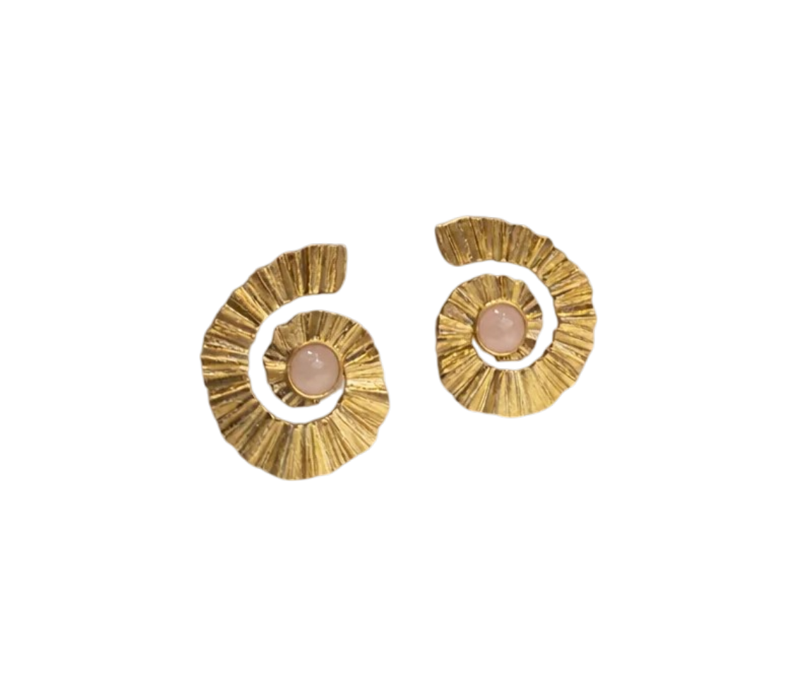 Spiral Rose Quartz Earrings