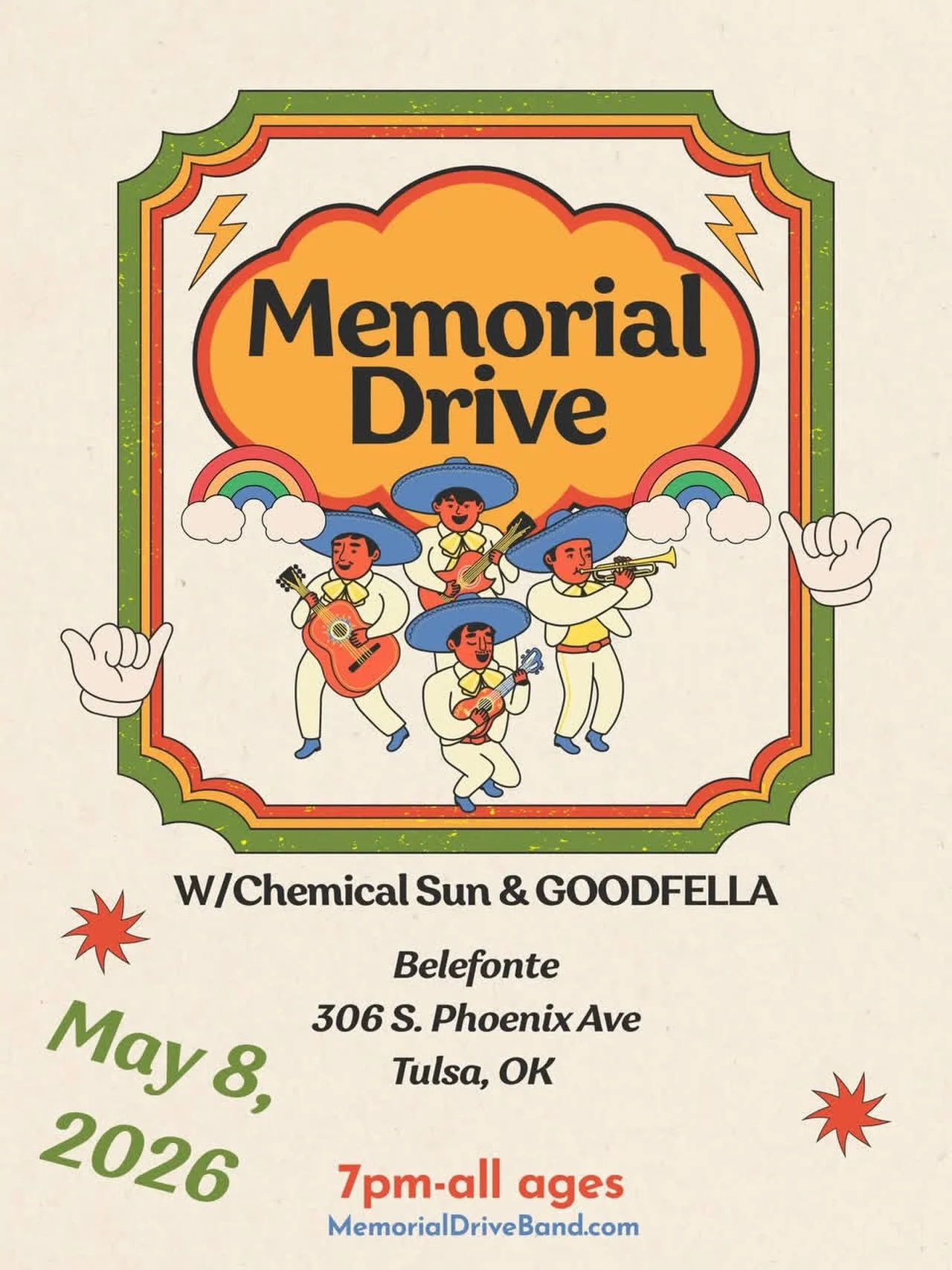 May 8th we&rsquo;ve got a stellar lineup on deck. 

@memorialdriveband with Goodfellas and @chemicalsunmusic 

Tickets are in our bio