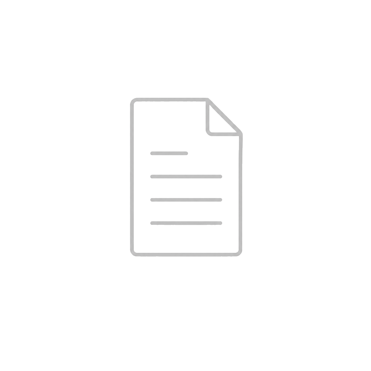 Icon of a document with lines indicating text, outlined in white on a black background.