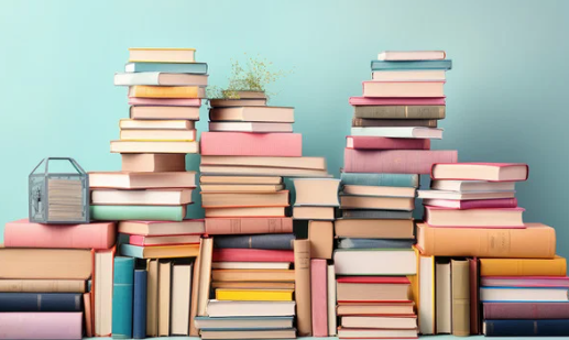 large stacks of books