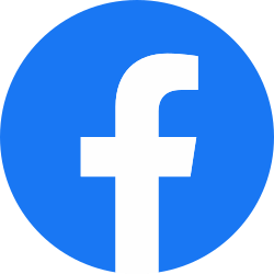 Facebook logo with white lowercase 'f' on a blue circle background