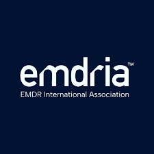 EMDR International Association logo with white text on a dark blue background.