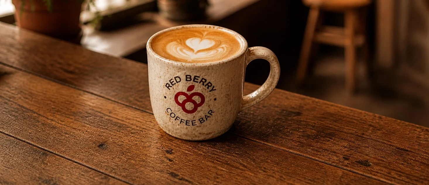 Coffee mug with logo of RED BERRY