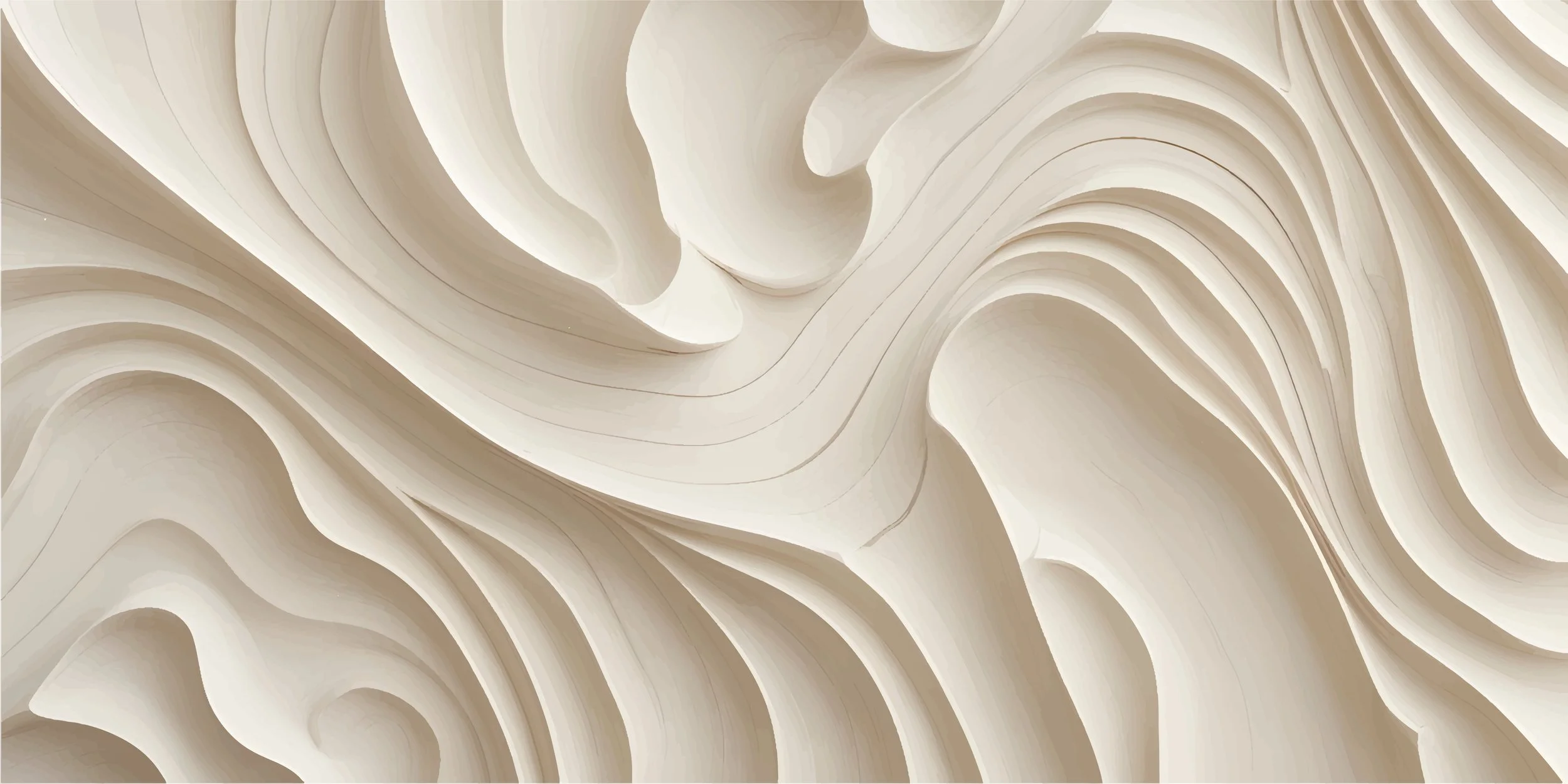 Abstract image of layered, cream-colored, flowing shapes resembling a sculptural interior or modern art installation.