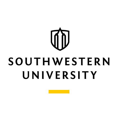 The image features the logo of Southwestern University, which includes a shield emblem at the top and the university's name below, with a yellow underline.