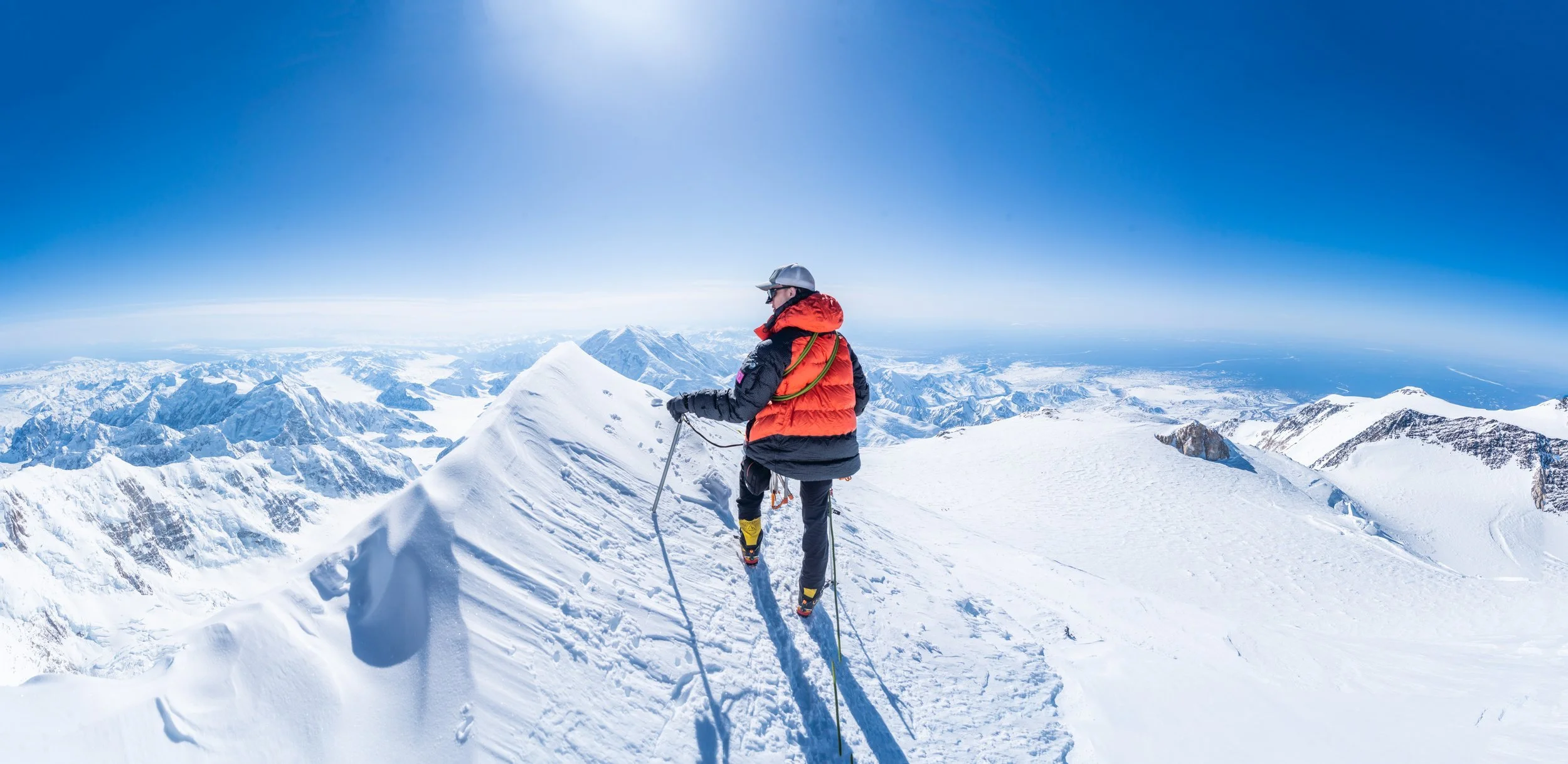Descending summit ridge.