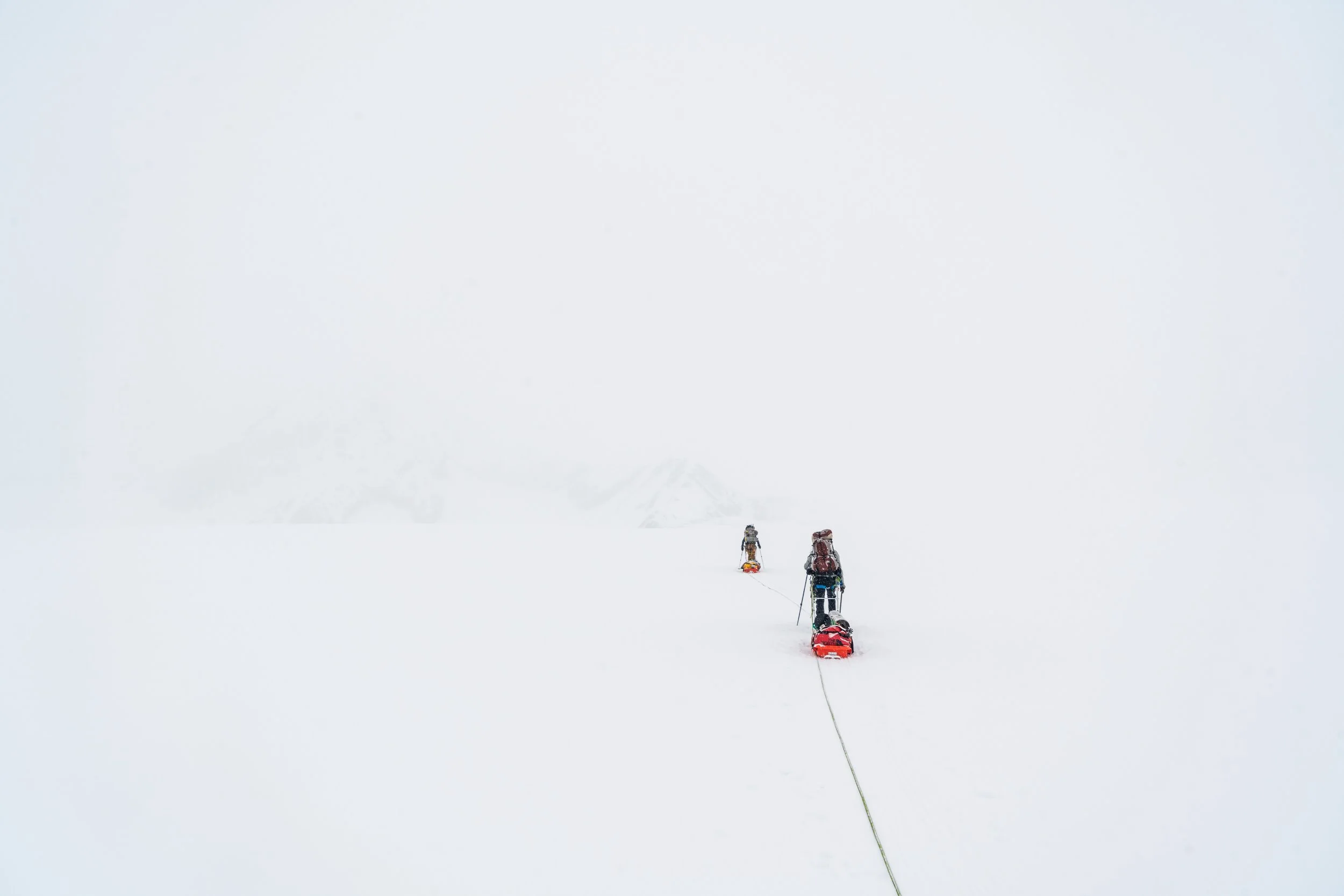 Traveling through the whiteout on day 1.