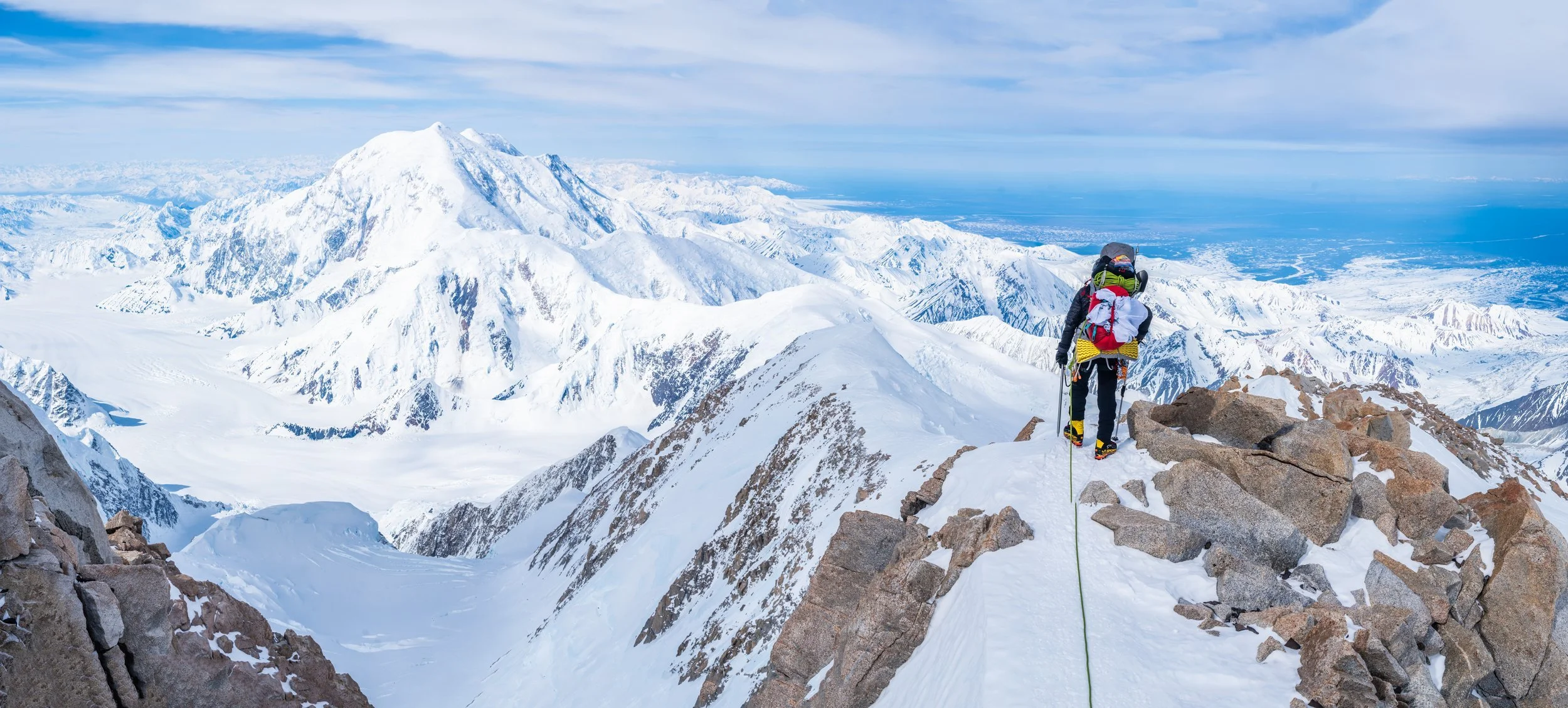 Descending 16k ridge with Foraker.