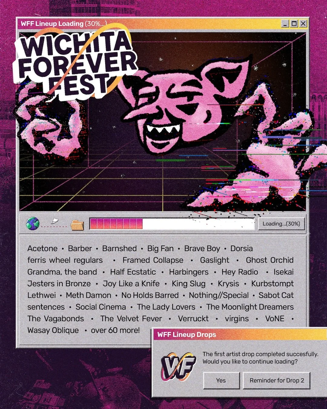 WFF LINEUP DROP 1 OF 3 *MORE TO COME!*

Announced live at @thefurnace.ks by insanely talented local artist @kallysperez 

Catch drop #2 live at @kirbys_1972 R&amp;B Takeover on June 18th! More info is available at wichitaforeverfest.com

One hundered