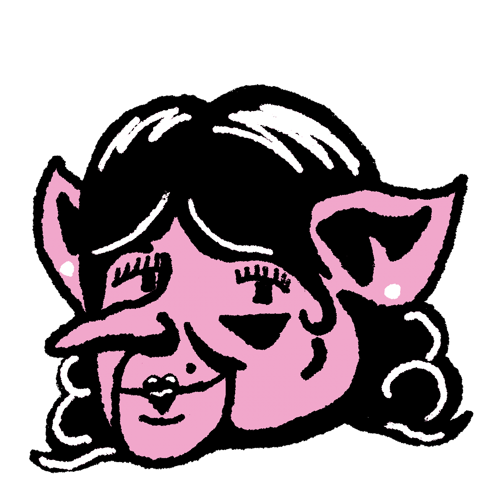A stylized illustration of Connie Ernatt's troll with a cute bob hair cut.