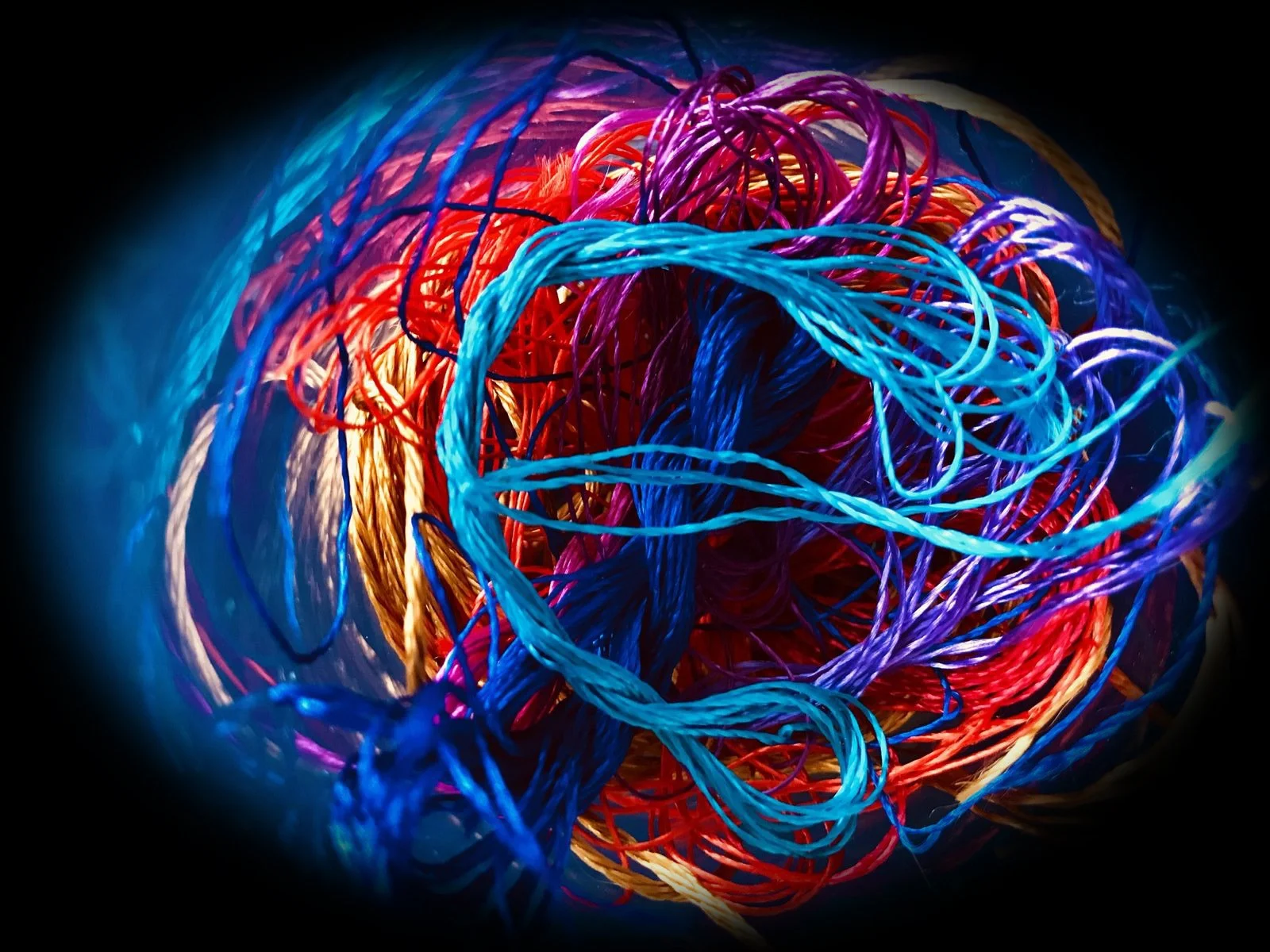 Tangled embroidery threads