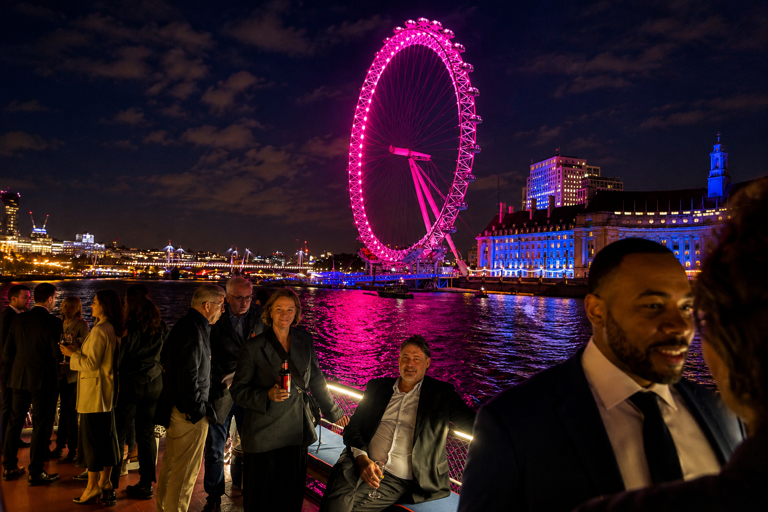 Entertaining Aboard the Thames at Night