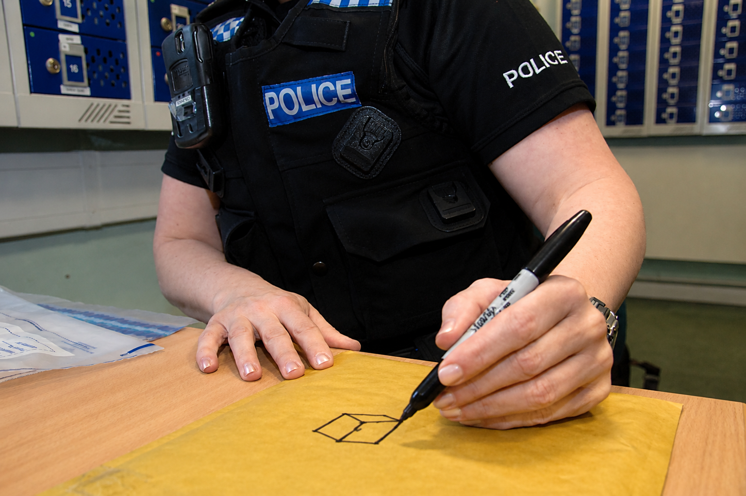 The police marking the envelope