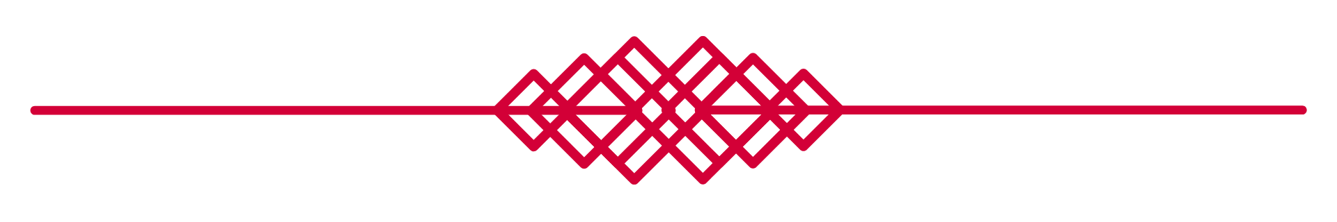 Ornamental design with symmetrical red line and interwoven geometric patterns
