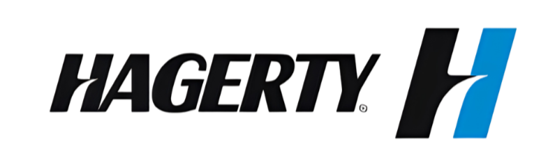 Hagerty logo with black text and a blue stylized number one
