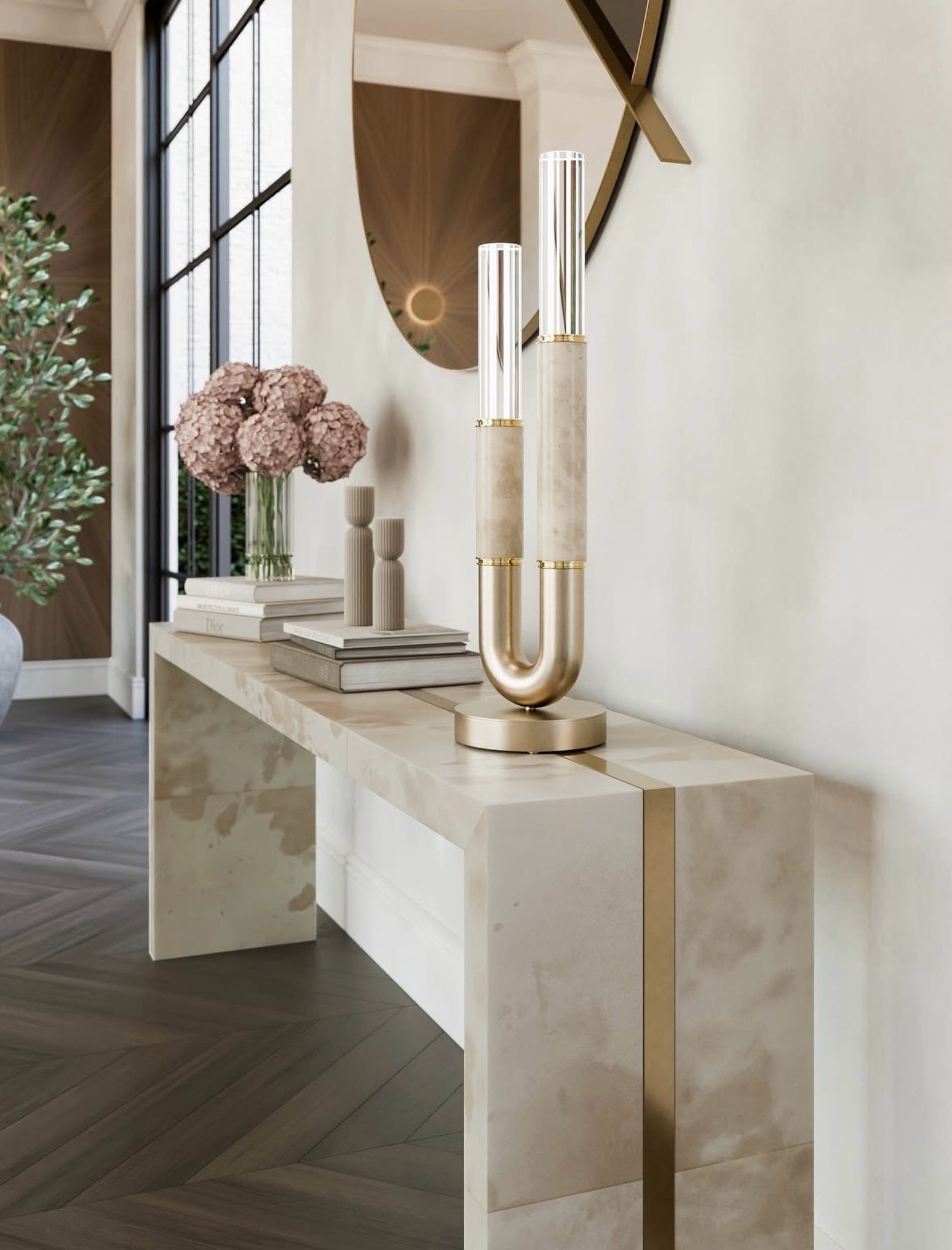 The Montecarlo Console by the incredible @jimecointeriors shown here in Mink Goatskin with Bronze details 💙