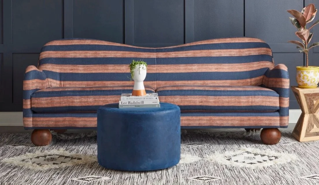 The Stevie Sofa, by @youngerfurniture 💙

The wavelike appearance of the back and arms was inspired by Ms. Nick&rsquo;s subtle sway when dancing. This design doesn&rsquo;t demand that everyone kick back, light a candle, and put some Fleetwood Mac on 