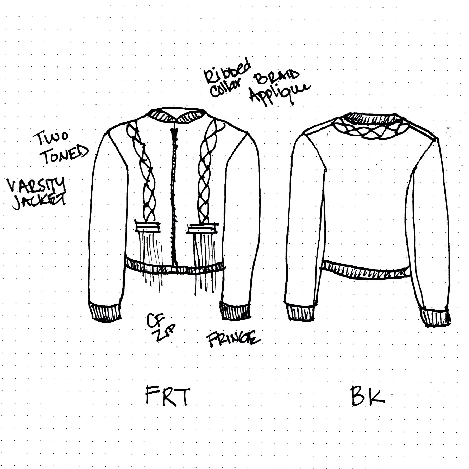 Braid Varsity Jacket initial sketch