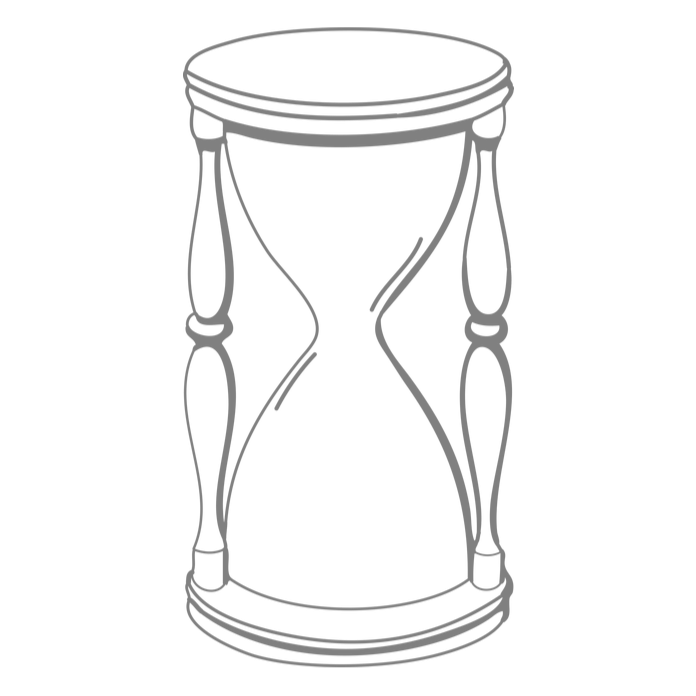 Hourglass line icon for The Modern Classic Book Club