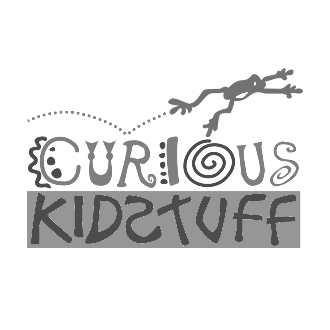 Curious Kidstuff logo featuring playful hand-drawn lettering and a lizard illustration, an independently owned children's toy and gift shop in the West Seattle Junction