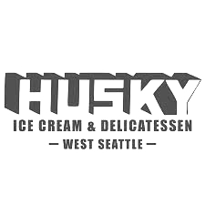 Husky Ice Cream and Delicatessen logo, a beloved independently owned deli and ice cream shop in West Seattle